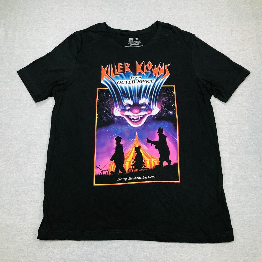 CavityColors Night of Killer Klowns Outer Space XL Graphic T Shirt Black AZ13